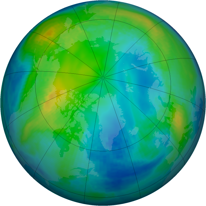 Arctic ozone map for 05 November 2000